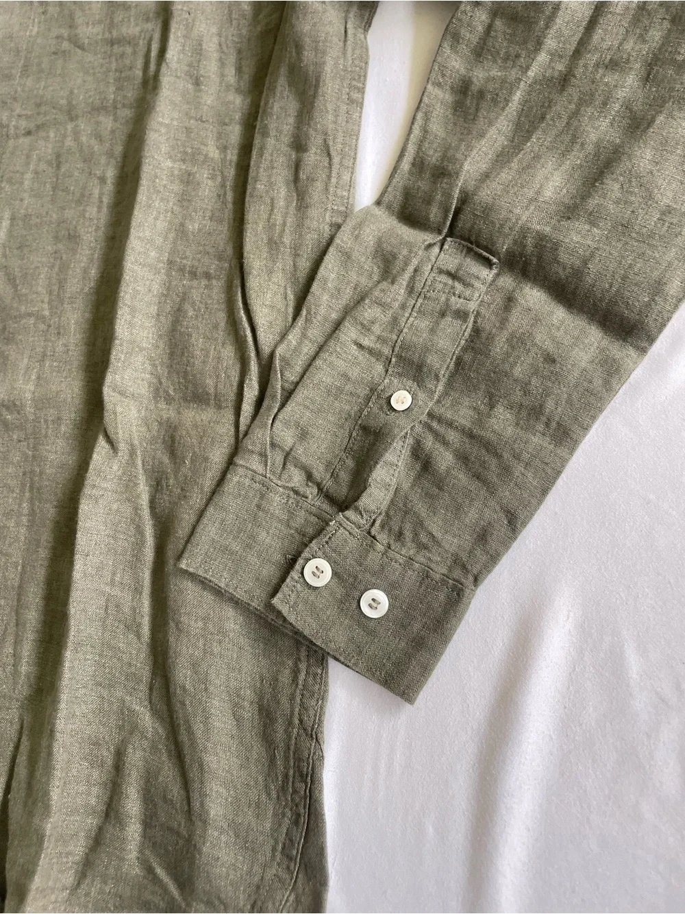 Banana Republic Olive Green Linen Button-Front Shirt